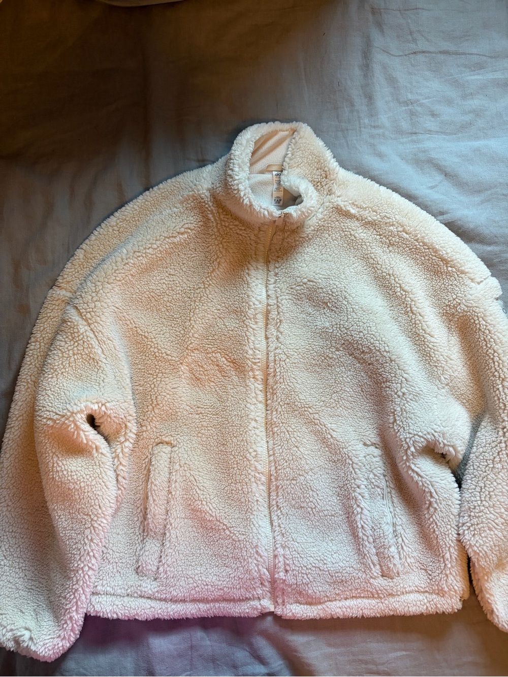 Alo Cream Sherpa Zip-Up Jacket